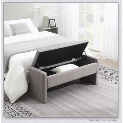 Modern Bed End Bench with Storage,Upholstered Large Foot Rest Stool, Comfy Window Vanity Bench for Living Room,Bedroom,Dorm,Coffee Table,Linen Dark
