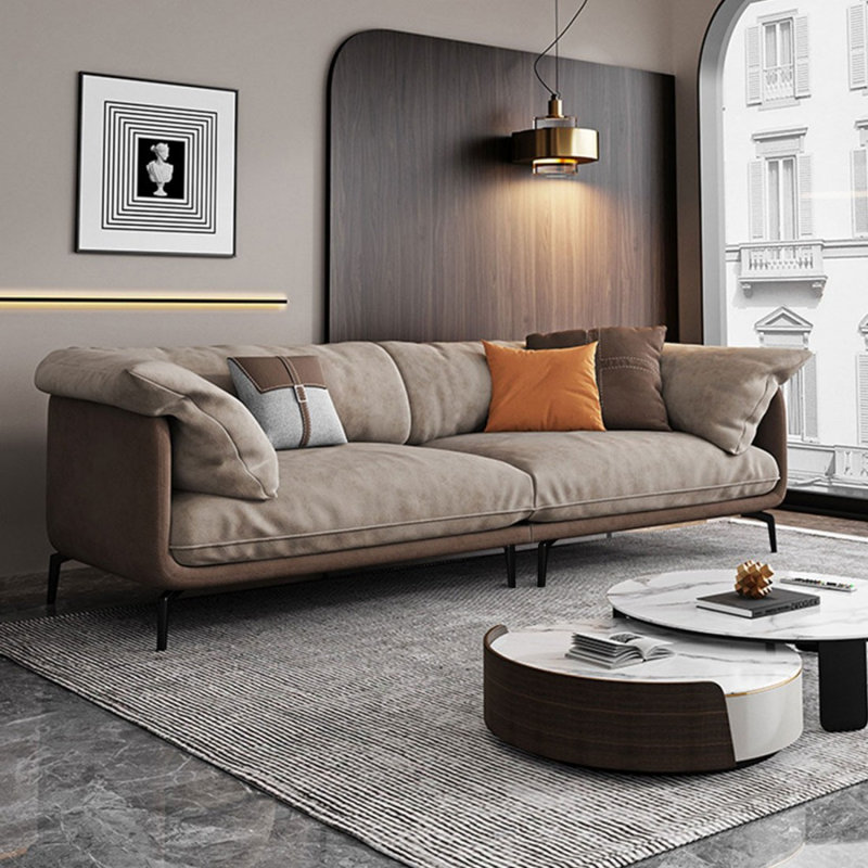 Canapé modulaire 100% polyester kaki café, 33,86 po H x 110,24 po L x 39,37 po P, 4