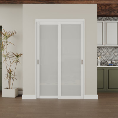 Porte coulissante en verre givré 48 po x 80 po pour garde-robe et garde-manger