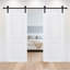 Porte de grange blanche double fabriquée à double 3/4 po d'épaisseur 32 po x 80 po en MDF avec trousse de quincaillerie-132725147