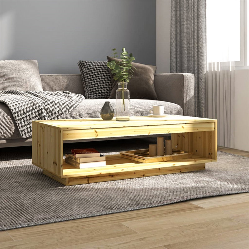 Brixxon Solid Wood Frame Coffee Table, Light Brown