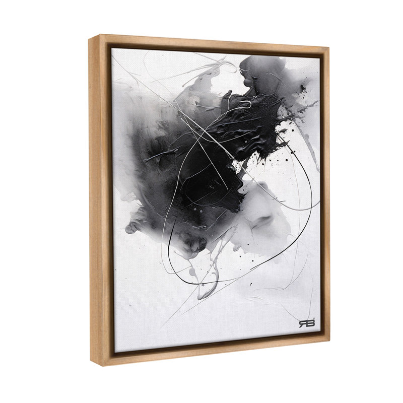 "Contemporary Watercolor Smear" par RB sur toile, Cadre flottant orme Montalcino, H 21 po x l 17 po