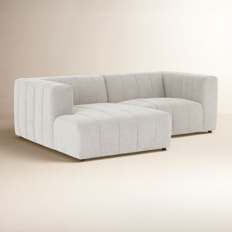 Grayson 88" Left Hand Facing Modular Sectional, Left Hand Facing, Gray Polyester