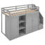 Lit mezzanine multifonctionnel avec beaucoup de rangement, y compris des tablettes, des armoires, des tiroirs et une échelle de rangement, idéal pour économiser de l'espace-2136277946