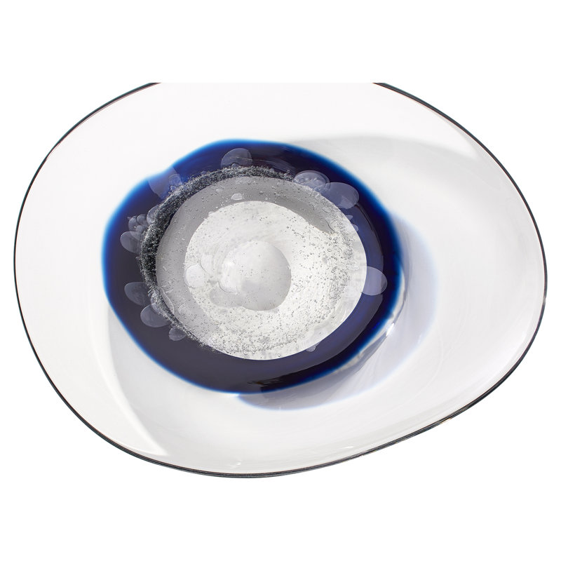 Assiette décorative Nova en verre transparent / cobalt