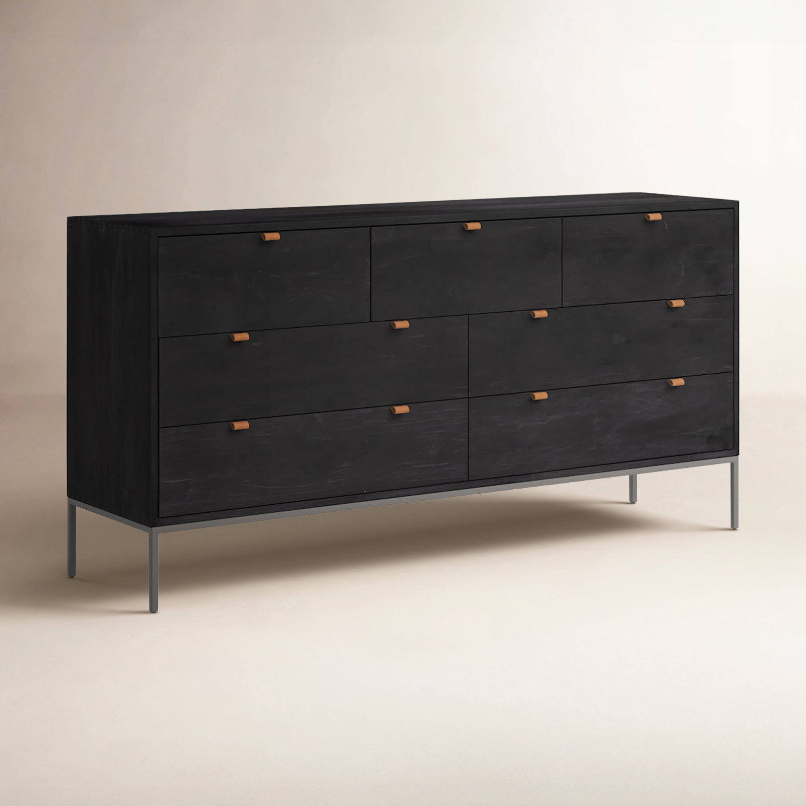 Loki 70 " Iron Dresser, Black Wash Poplar