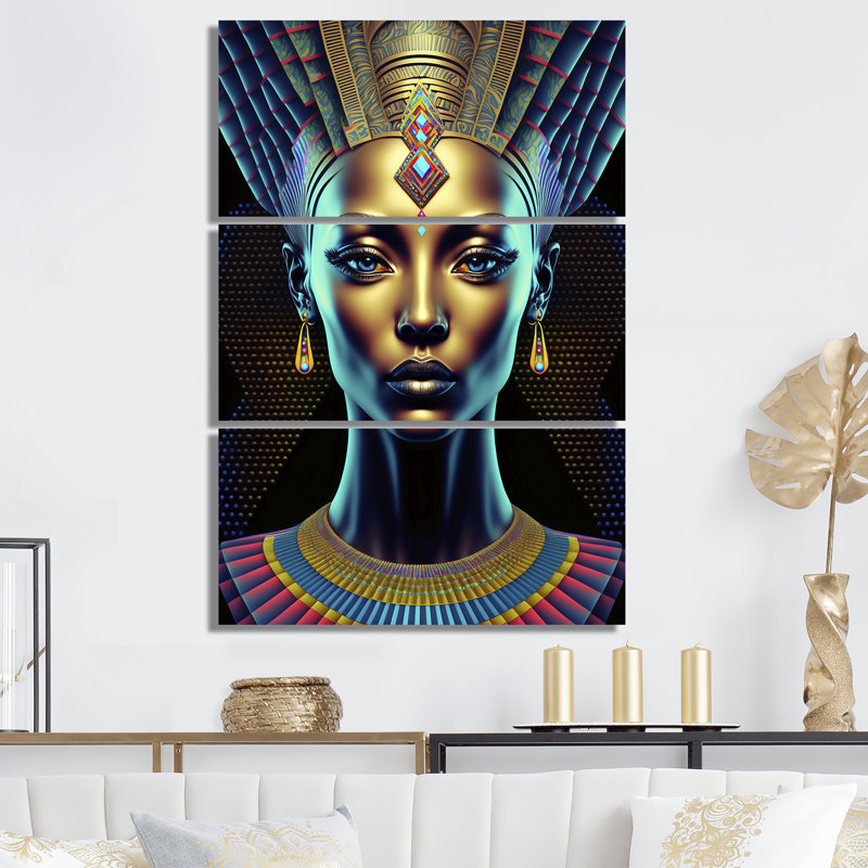 Art mural sur toile figuratif, déesse égyptienne - déesse égyptienne Néfertiti II, H 36 po x l 28 po x P 1 po