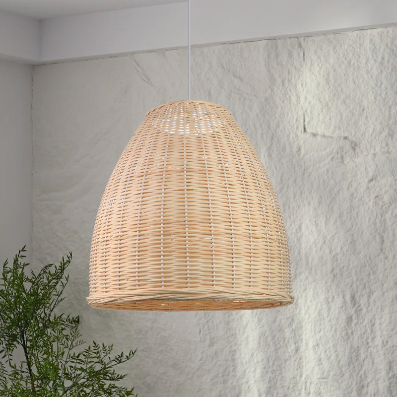 Luminaire suspendu dôme en rotin naturel naturel