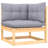 Ebern Designs Patio Corner Sofa With Grey Cushions Solid Pinewood