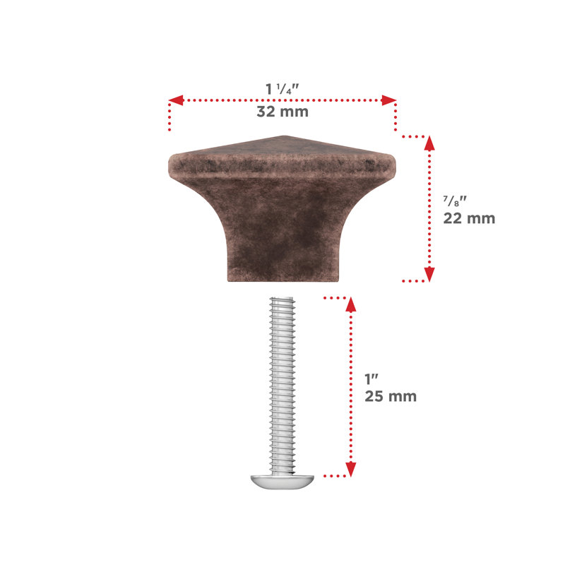Expression Square Knob, Antique Copper