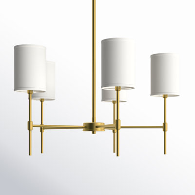 Millie 5 - Light Shaded Classic Chandelier in Natural Brass
