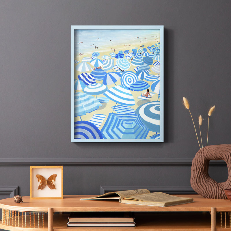 Ciel bleu plage, reproduction encadrée - bois massif, Bleu, H 10 po x l 8 po