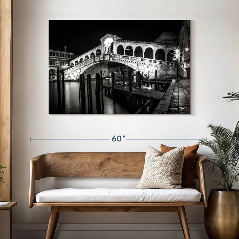 Pont Lilie Rialto la nuit, H 32 po x l 48 po