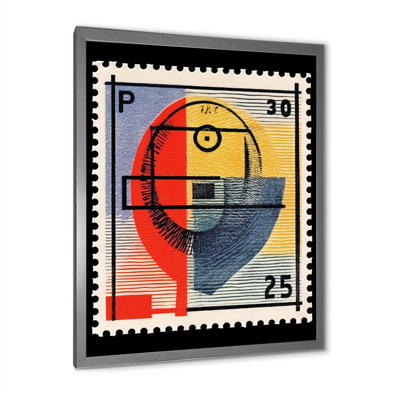 Timbre rétro - géométrie rétro - impression, Cadre simple argenté, H 40 po x l 30 po x P 1,5 po