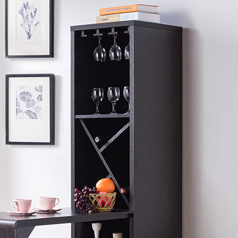 Kitchen Cabinet With Wine Bottle Compartment & Open Shelving, Red Design Bar Unit And Display Shelf