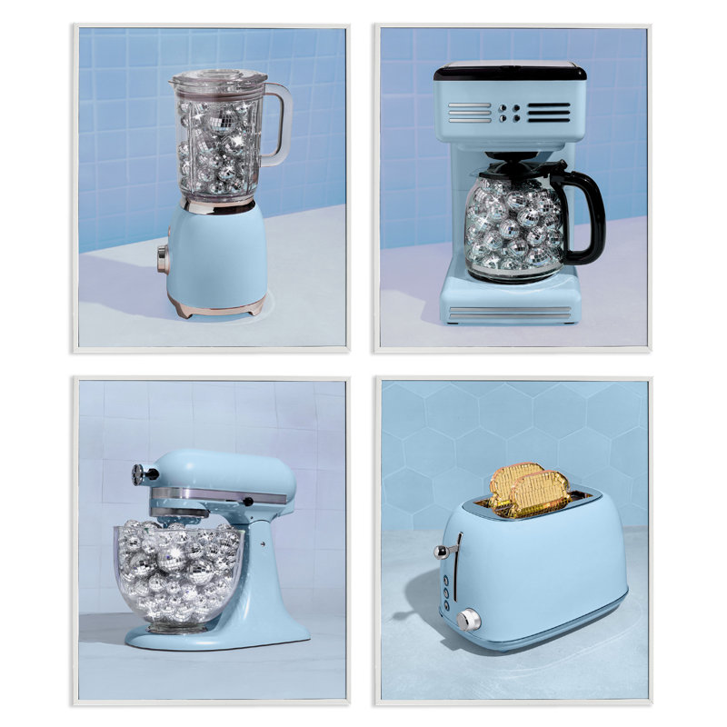 Ensemble de giclées encadrées 4 pièces Disco Kitchen, 20 x 16, Coastal White Giclee Framed
