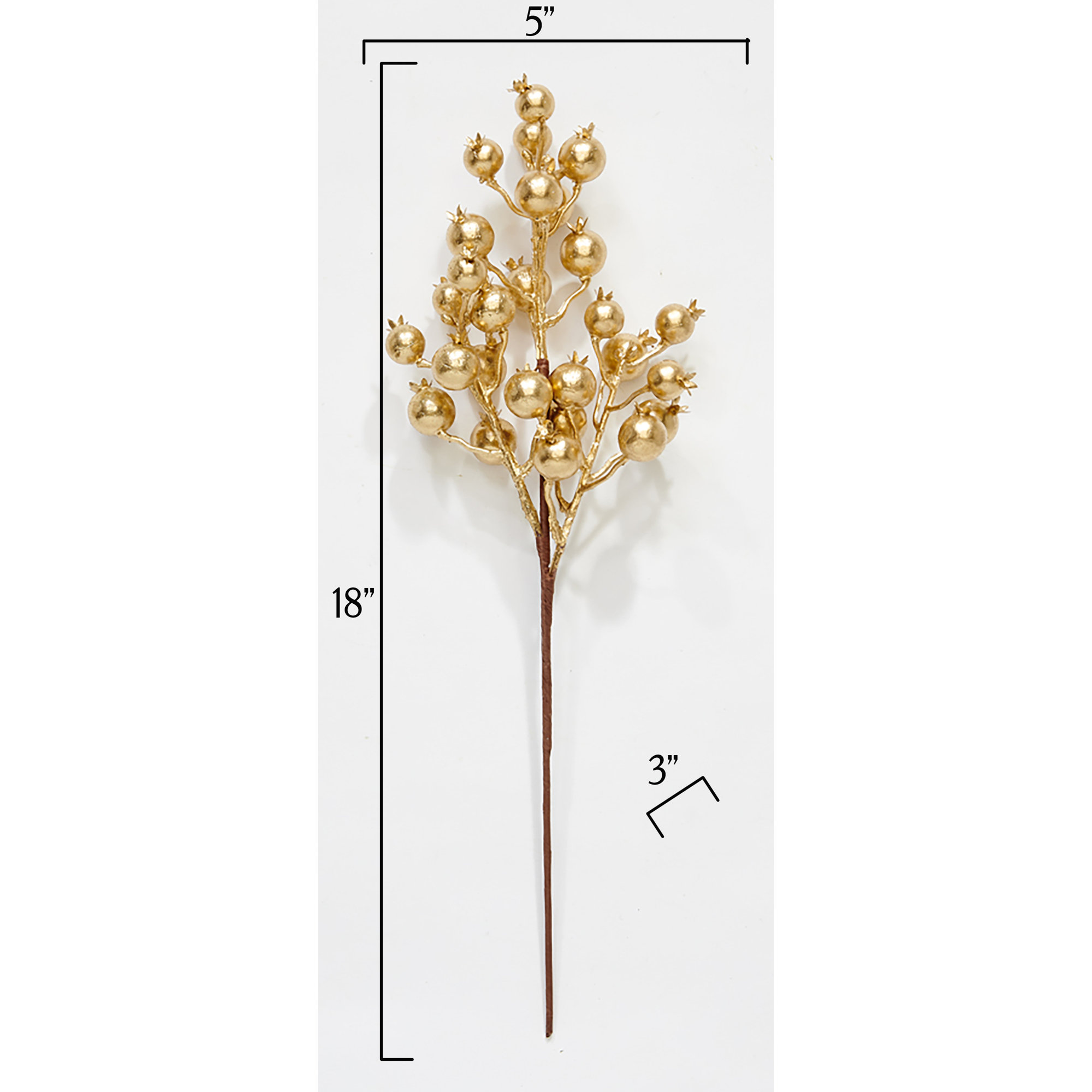 18" Artificial Holly Berry For Christmas Spray, Champagne, Set of 3, Gold