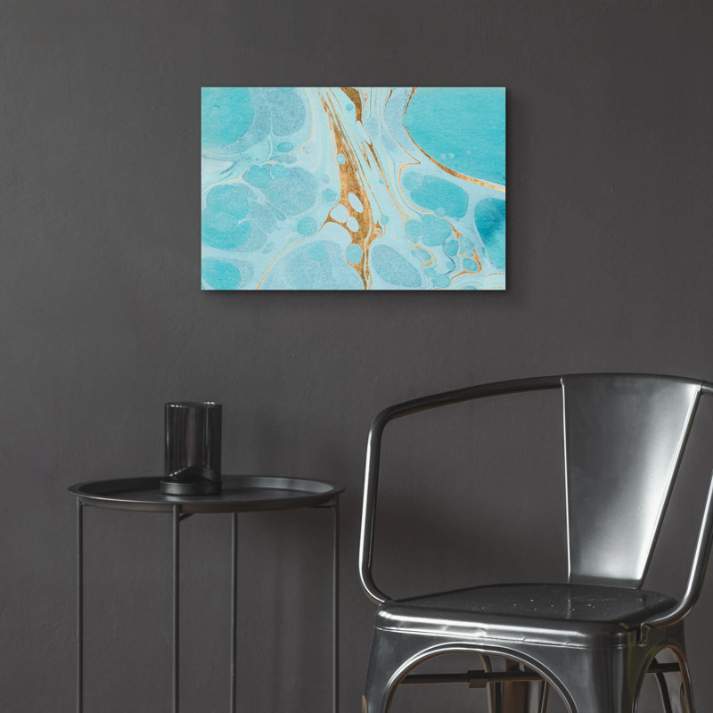  «Turquoise Stream 2» par Annie Warren, art mural en verre acrylique, 24 po x 16 po