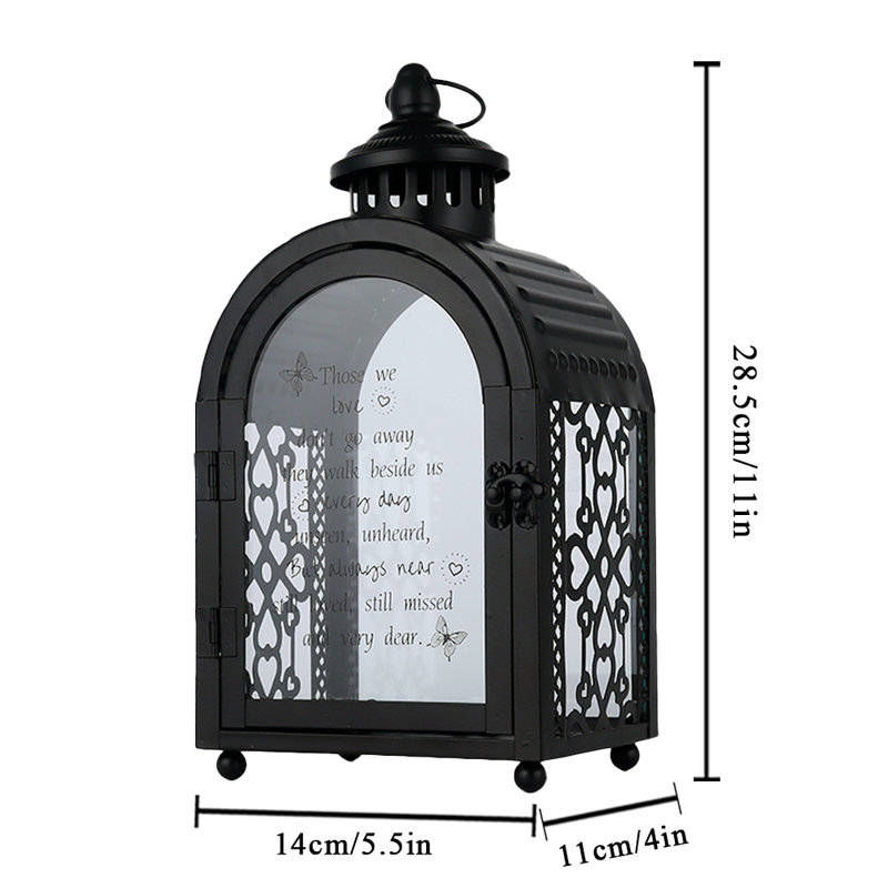 Trinx 11''H Memorial Remembrance Lantern with Commemorative Poems, Black