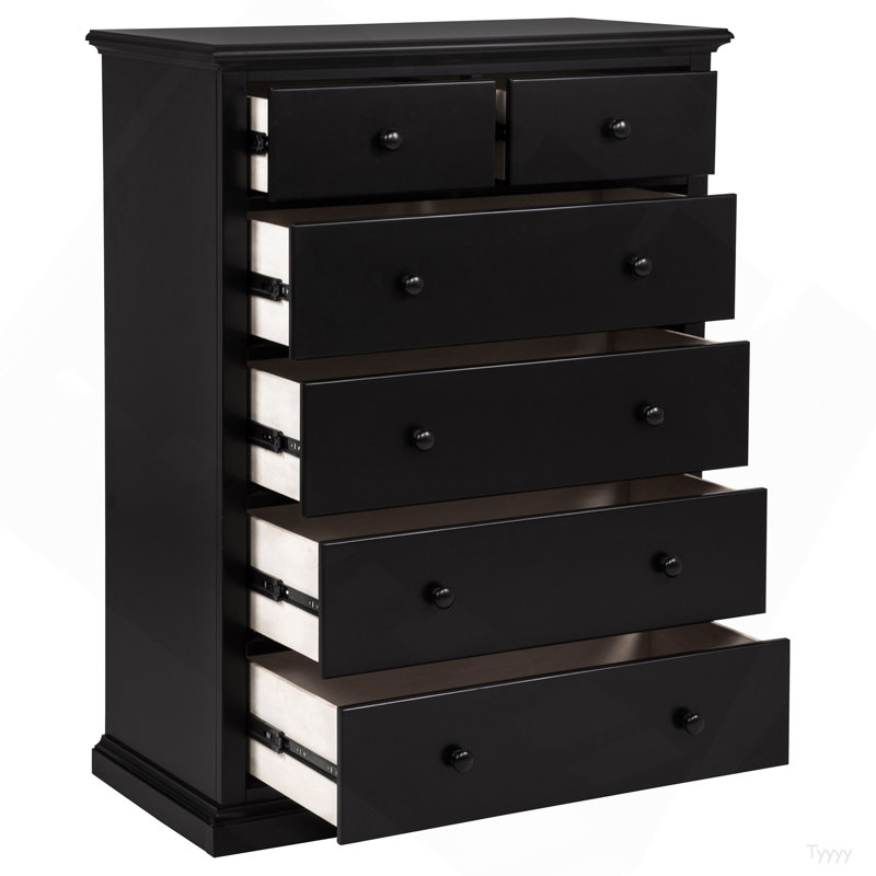 Commode de chambre 6 tiroirs Anzio, Noir