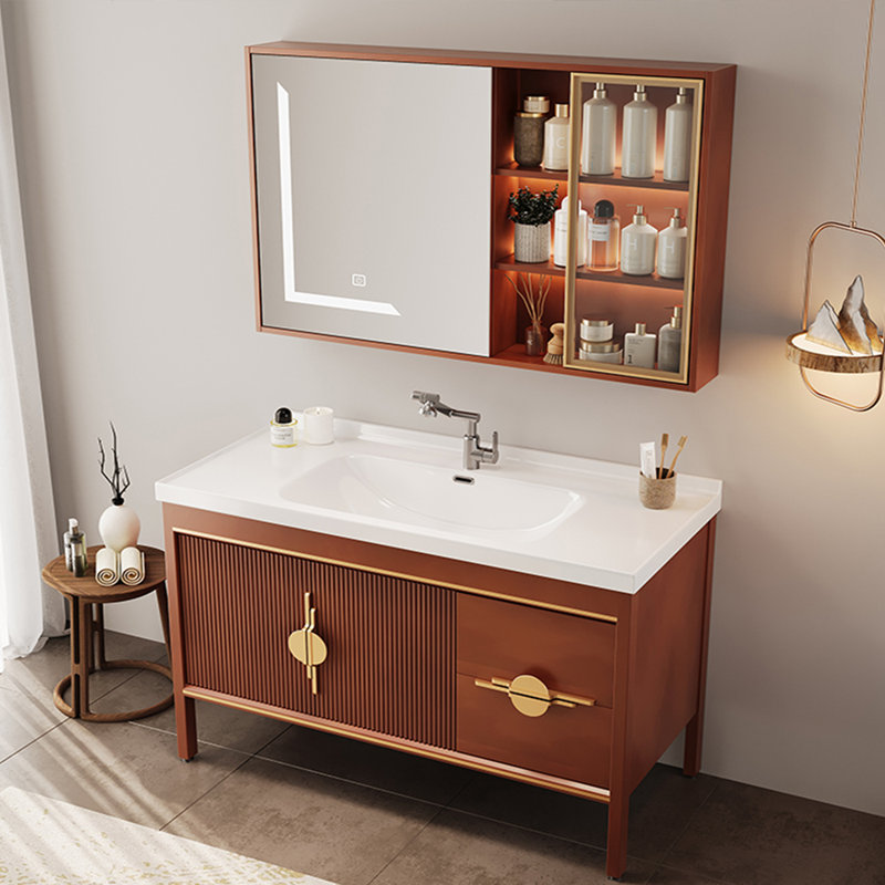 Armoire de salle de bain rétro, Brun