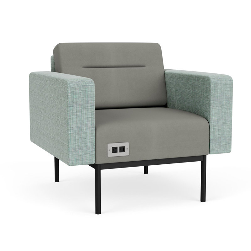 Chaise d'invité de réception Darsey, With Power, Black, Colombe Patriot Plus; écume de mer Chambray