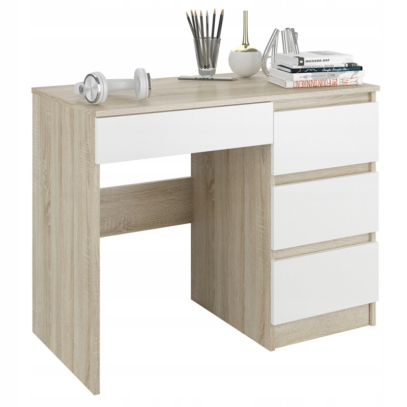 Arbenita Computer Table, Light Brown/White