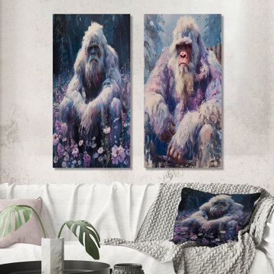 Ensemble de 2 pièces d'art mural rose et gris Sasquatch Sanctuary I - Bigfoot