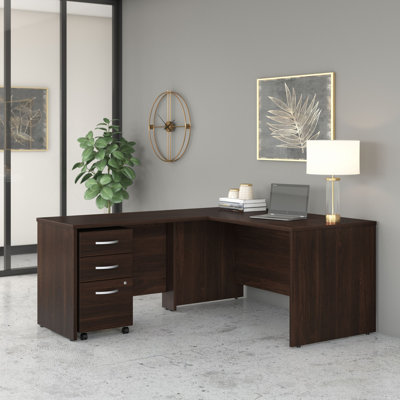 Bush Business Furniture Studio C L Shaped Desk with Mobile File Cabinet and Return - Reversible
