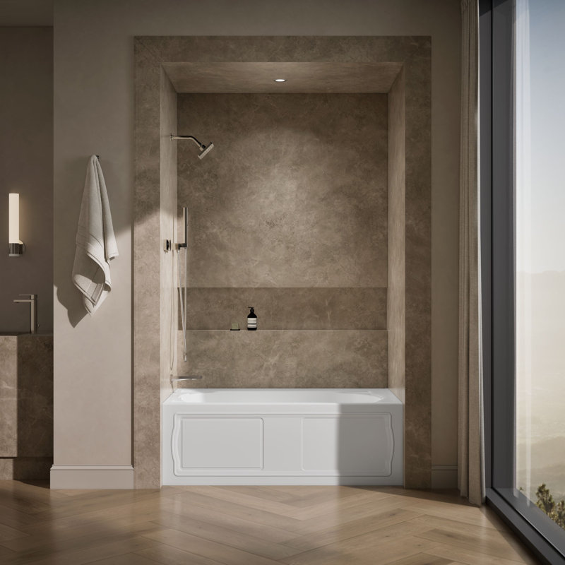 Devonshire 60" x 32" Alcove Soaking Acrylic Bathtub, White, Left