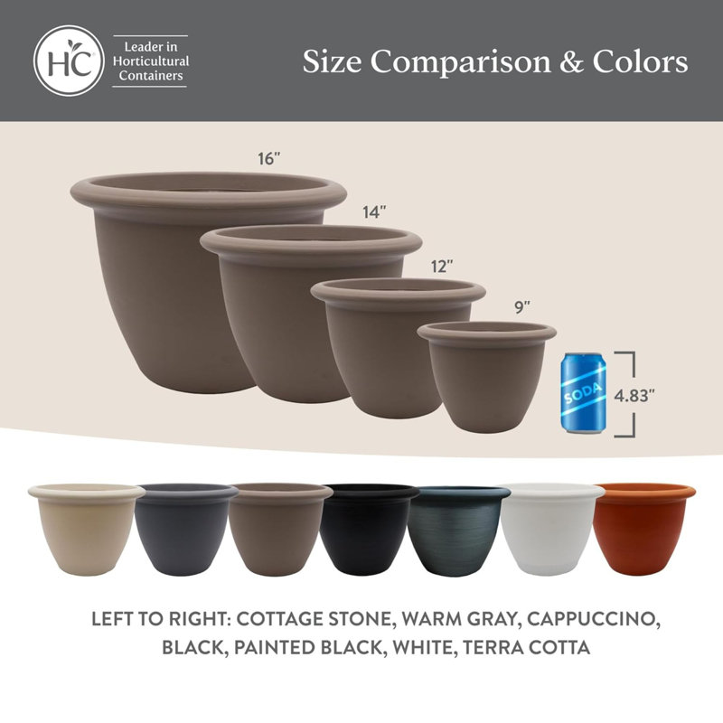 Sevilla Self-Watering Pot and Internal Disk 14 Inch, Cappuccino