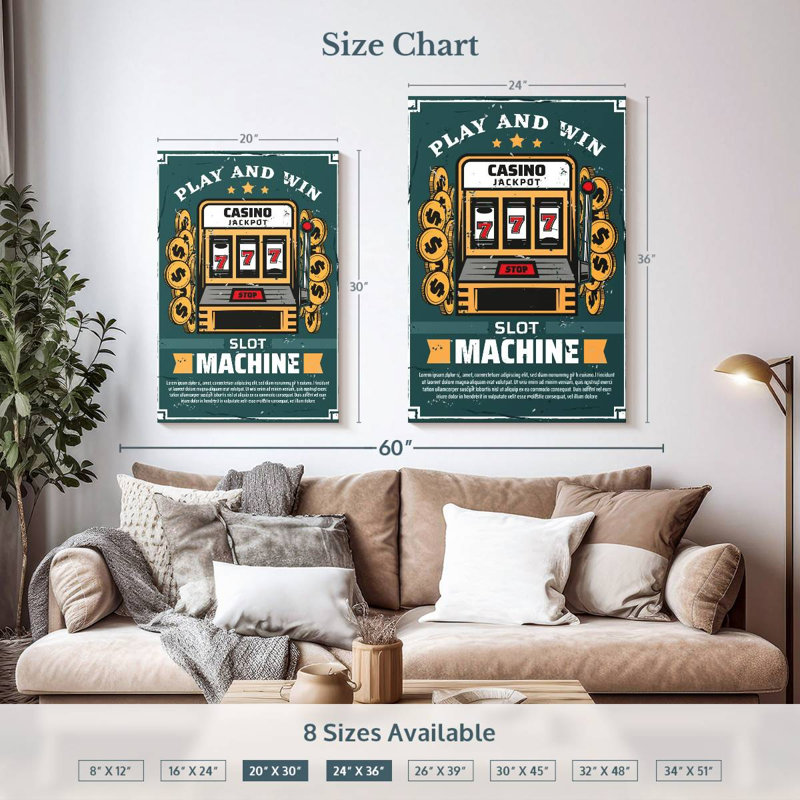 Senne Play And Win Slot Machine, 36" H x 24" W