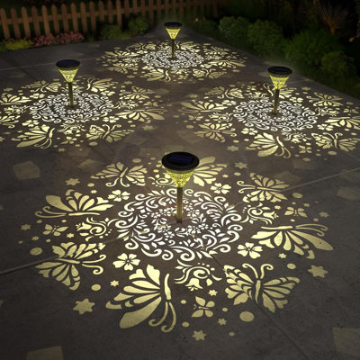 4 Pack Waterproof Metal Solar Outdoor Pathway Lights for Yard & Patio