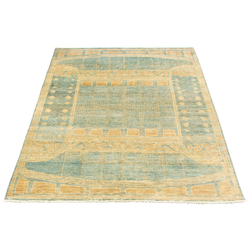 Tapis décoratif en laine noué à la main de conception unique 5 pi 10 po x 8 pi 5 po Buelah New Age Ziegler