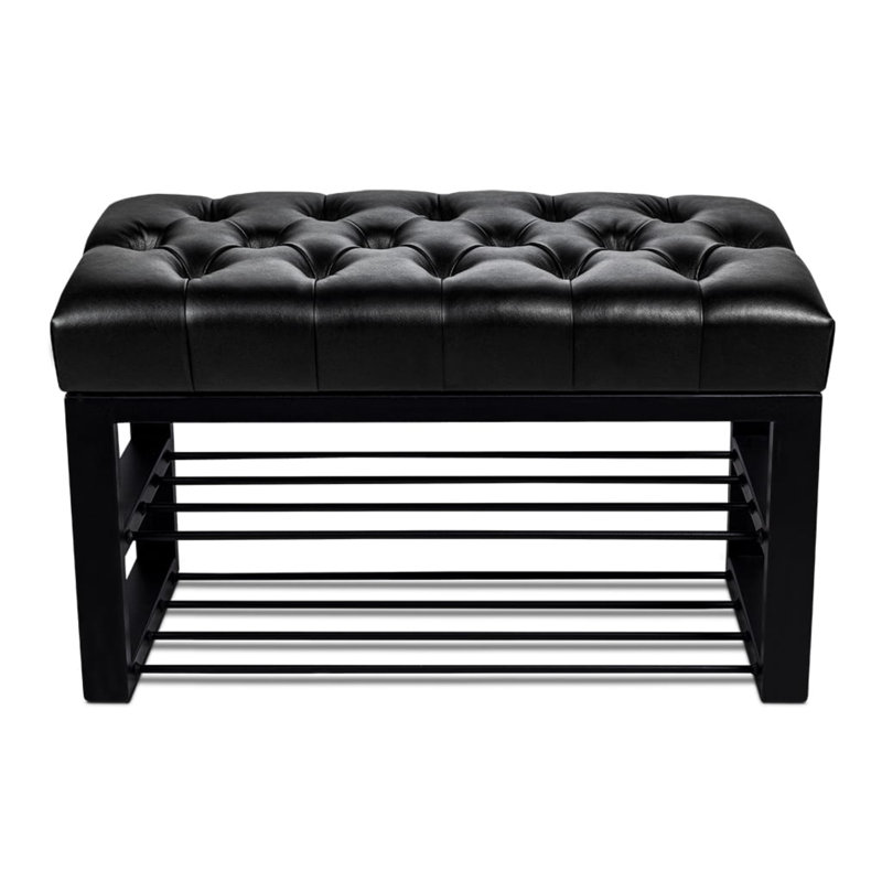 Avaeah Upholstered Storage Bench, Black, 45cm H x 90cm W x 45cm D