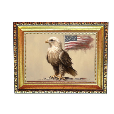 Art antique avec cadre doré et drapeau américain