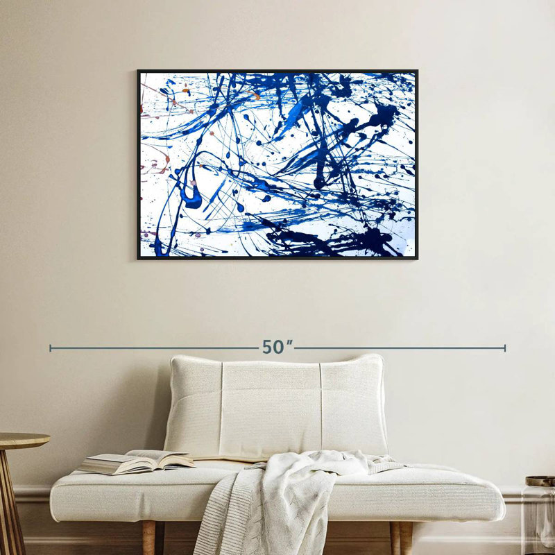 Bleu marine Leota, Cadre flottant noir, 37 po x 25 po