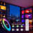 Modern Rgb Flush Mount Ceiling Fan With Light And Remote/app Led Dimmable Light