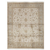 Hand Knotted Silk Oriental Area Rug in Ivory And Blue