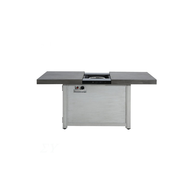 Extendable Rectangle Aluminum Alloy Fire Pit Table, 50,000BTU