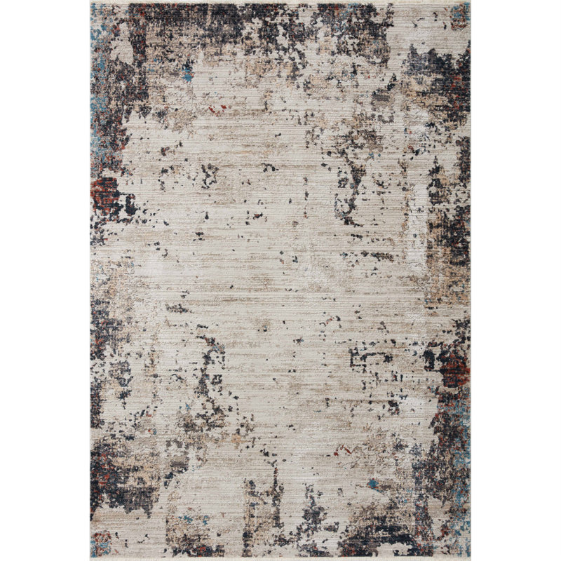 Tapis beige tissé à la machine Ballycraigy, Rectangle 6 pi 7 po x 9 pi 6 po