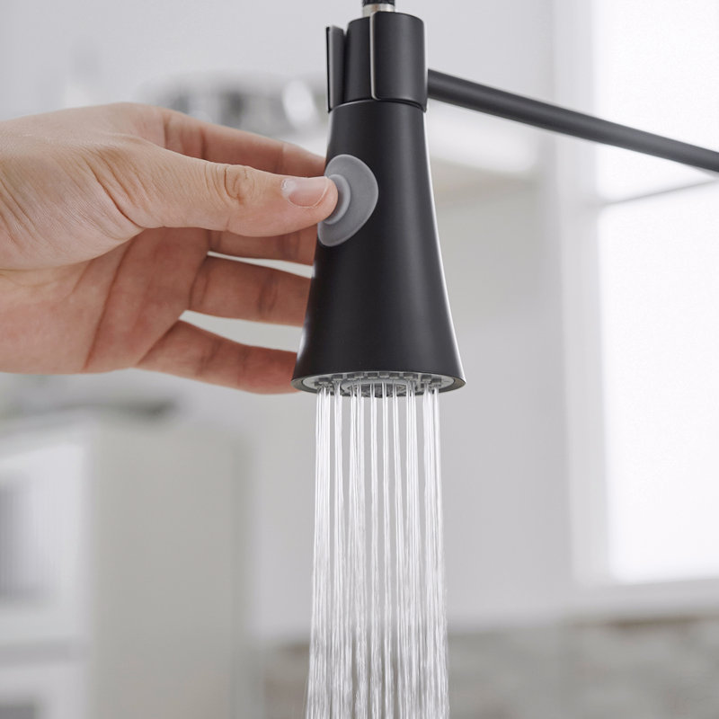 Commercial Black Kitchen Faucet With Pull Out Sprayer, Single Handle Single Lever Kitchen Sink Faucet