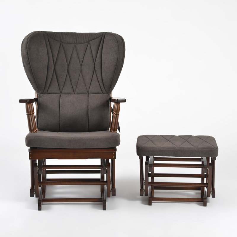 Chaise berçante et repose-pieds Azariyah Konfor, Brun, Walnut