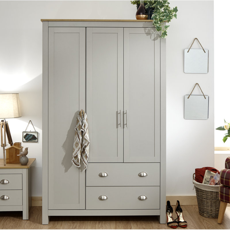 Loretta 3 Door Wardrobe, Soft Grey
