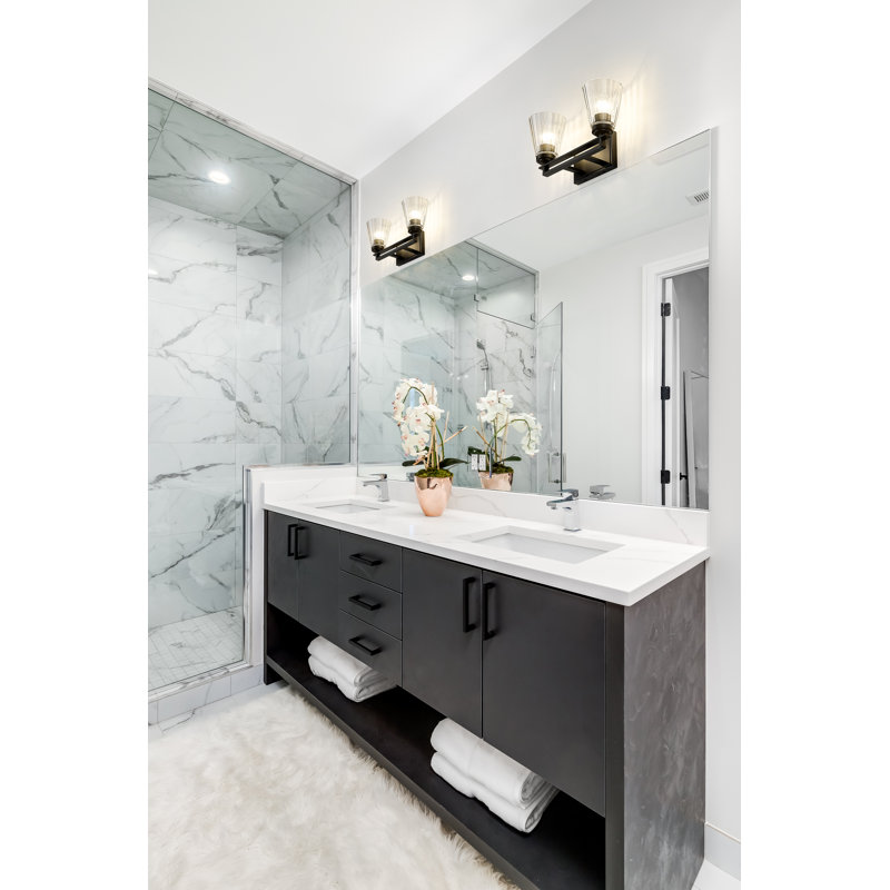 Éclairage pour meuble-lavabo 2 lumières Tuleta, Noir mat