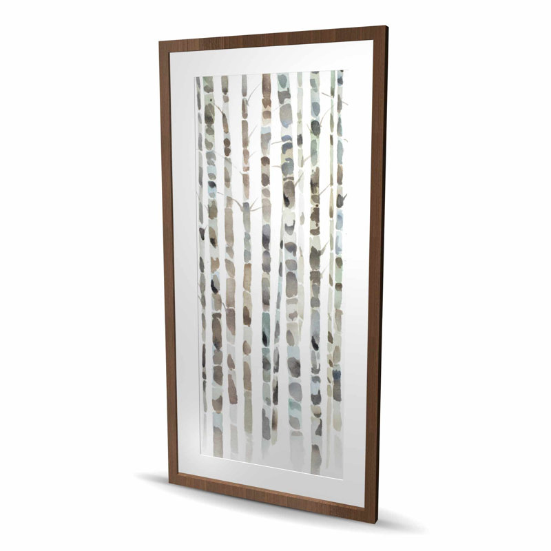 Watercolor Birch Tree Forest - reproduction encadrée pour la décoration intérieure, H 48 po x l 24 po