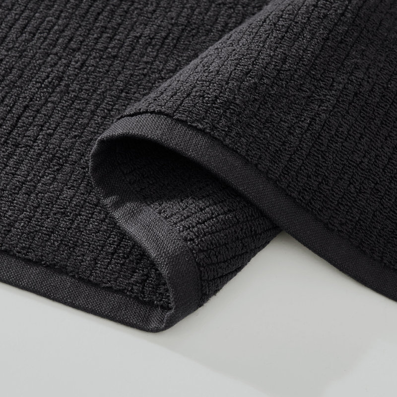 Egyptian Cotton Ribbed Towels, Carbon, Hand Towel
