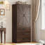 Armoire de style champêtre avec éclairage DEL, meuble de rangement autoportant pour chambre à coucher avec garde-robe et 3 tiroirs-1737817558