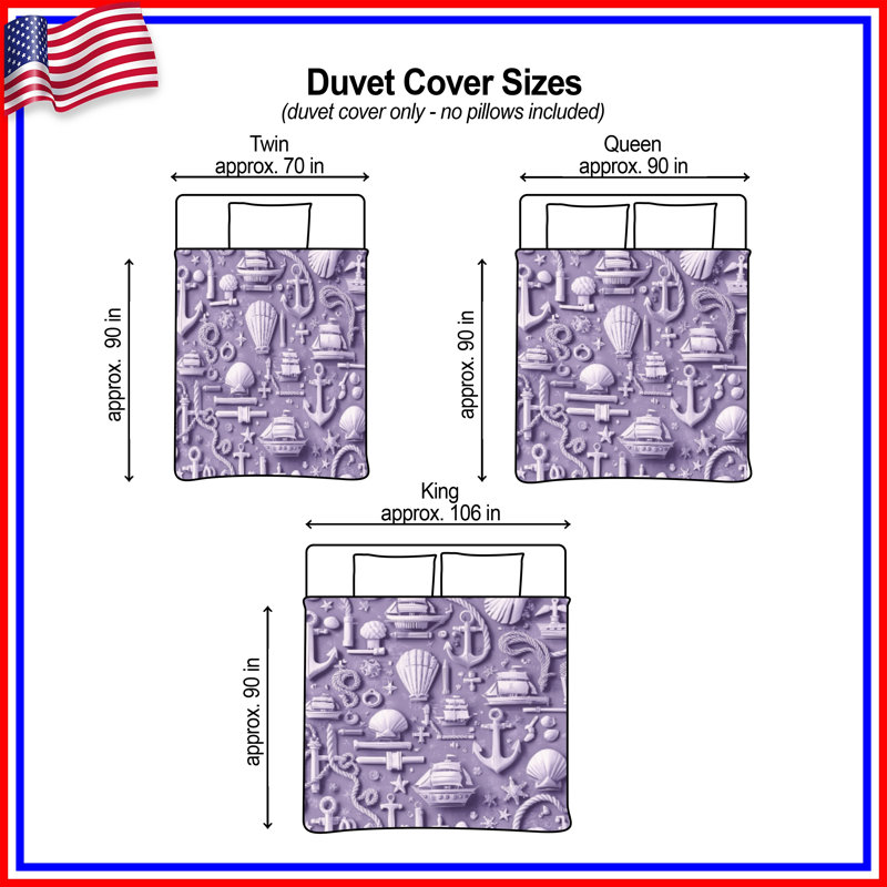 Nautical Elements Anchors Shells Duvet Covers, King