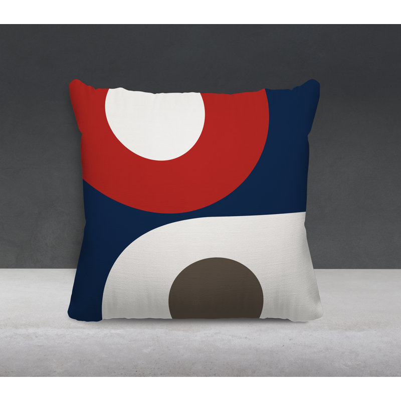 Pitto Abstract Minimalist Indoor/Outdoor Throw Pillow, Red, 17H" x 17W"